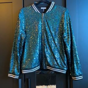 Soprano Sequin Bomber Jacket Sz M